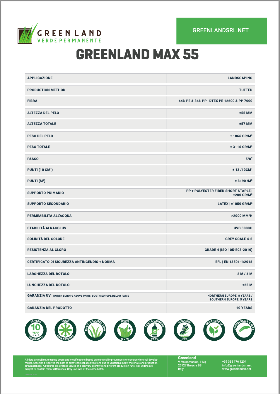 ERBA SINTETICA GREENLAND MAX 55